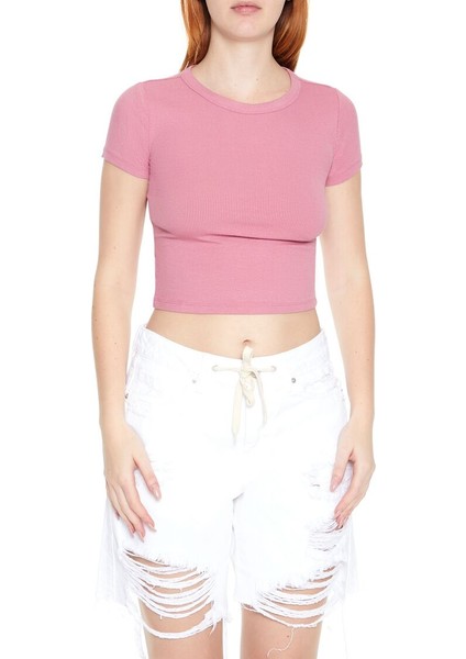 F21 Yuvarlak Yaka Crop Top Tişört fiyatları