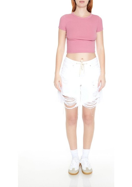 F21 Yuvarlak Yaka Crop Top Tişört fırsatları