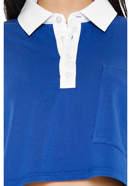 F21 Polo Yaka Detaylı Crop Tişört modelleri