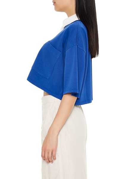 F21 Polo Yaka Detaylı Crop Tişört indirimleri