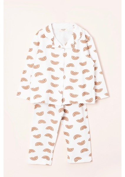 Kız Erkek Çocuk Baskılı Uzun Kollu Pijama Takımı