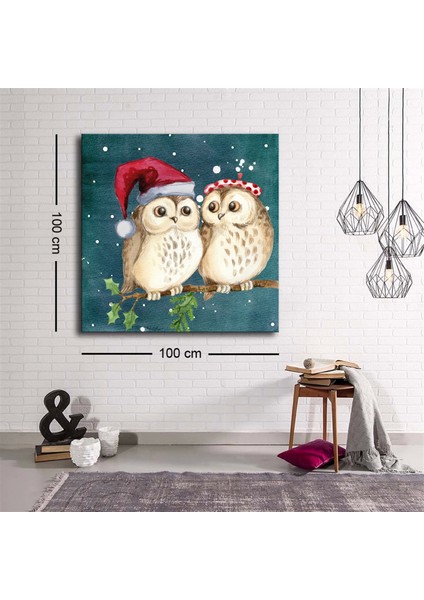 Teknoo- Dekoratif Baskı Illüstrasyon Noel Birds Kanvas Tablo