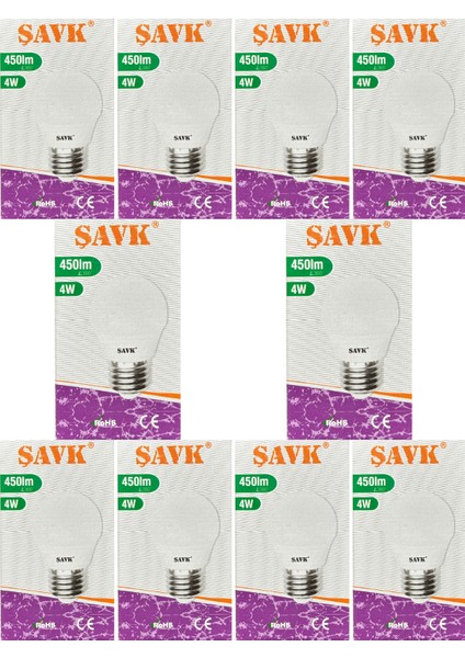 4W (40W) 3000K (Sarı Işık) E27 Duylu LED Top Ampul (10 Adet)