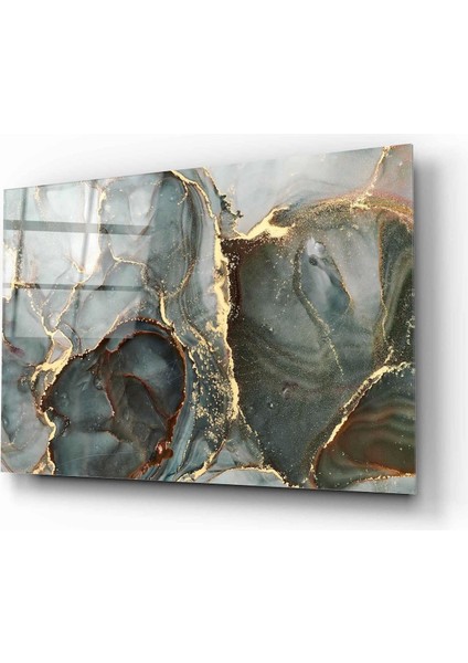 Teknoo- Mavi Ile Altın Sim Sanatsal Cam Tablo fiyatları