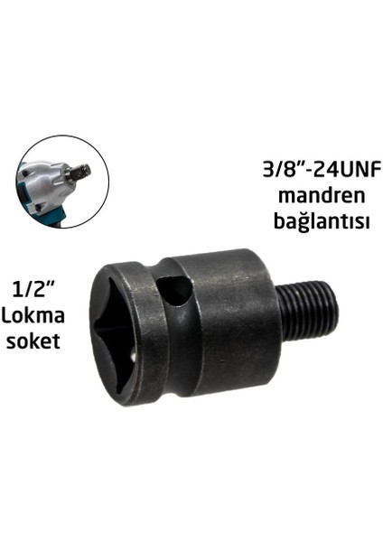 6263 1/2" Somun Sökme Mandren Adaptörü 3/8"-24UNF