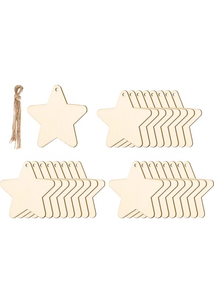 Dıy Boyama Ağacı Için Predillenmiş Sicim ile 25 Adet Bitmemiş Ahşap Dilimler (Yurt Dışından)