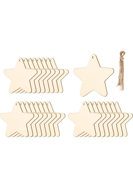 Dıy Boyama Ağacı Için Predillenmiş Sicim ile 25 Adet Bitmemiş Ahşap Dilimler (Yurt Dışından) modelleri