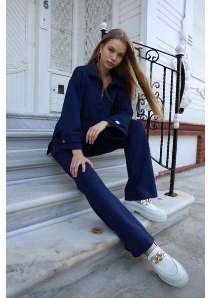 Kadın Alt Üst Takım Oyso Scuba Kumaş Beli Lastikli Yüksek Bel Pantolon Premium Kalite Ikili Takım modelleri