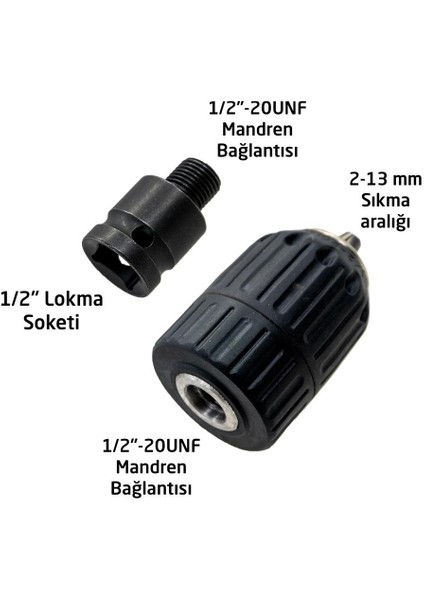 6266 Plastik Mandren 2-13 mm 1/2"-20UNF (Somun Sökme Adaptörlü)