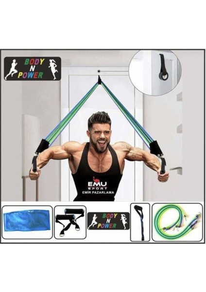 Çok Renkli 11 Parça Direnç Lastiği Spor Aleti, Orta Sertlik, Kapı Arkası Egzersiz