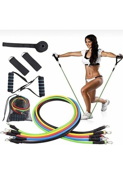 Çok Renkli 11 Parça Direnç Lastiği Spor Aleti, Orta Sertlik, Kapı Arkası Egzersiz fırsatları