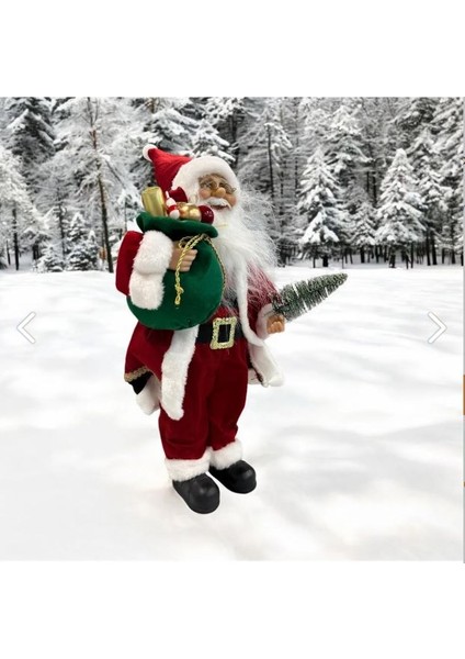 Yılbaşı Yeni Yıl Dekor Süs Kırmızı Noel Baba 45 cm Heybeli