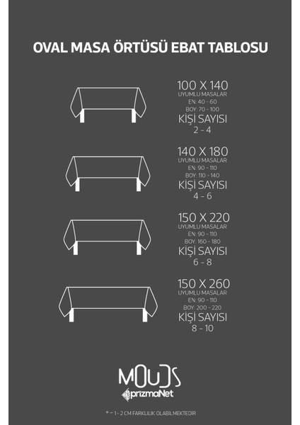 Omegu 4 Desenli Süet Kumaş Dertsiz Oval Masa Örtüsü