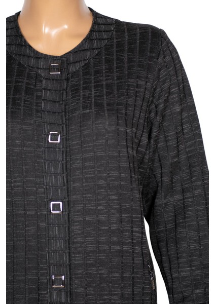 Hesna Kadın Nurel Büyük Beden Kışlık Kare Çıtçıtlı Siyah Pardesü fiyatları