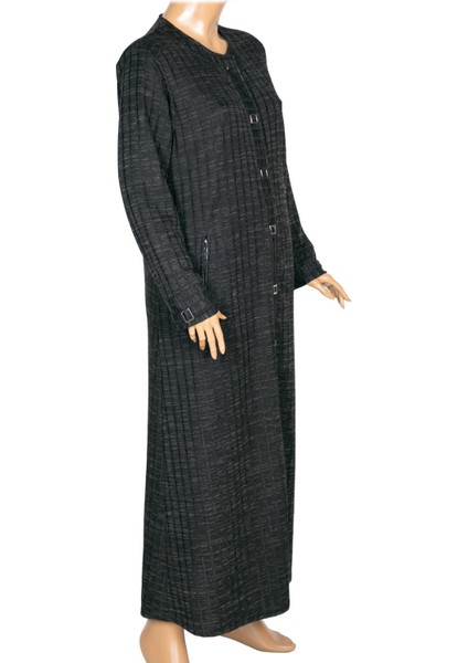 Hesna Kadın Nurel Büyük Beden Kışlık Kare Çıtçıtlı Siyah Pardesü modelleri