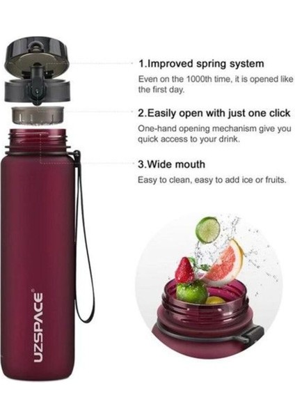 Büyük Boy 28 cm 1000 ml 1 Litre Tritan Su Matarası 14 Renk Fiftyfifty Softtouch modelleri