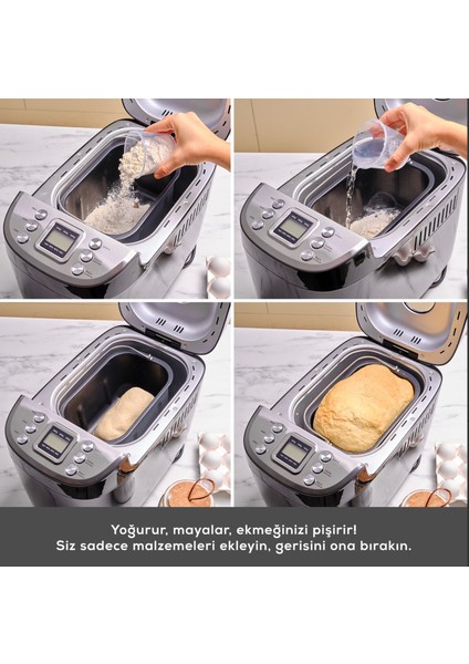 Beyaz Hamur Yoğurma ve Ekmek Yapma Makinesi Inox, 1500 G, 45 Farklı Tarifli Kitapçıklı + Tartı modelleri