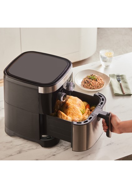 Xxl 9 Litre Geniş Hacimli 8 Kişilik Premium Airfryer | Zamanlayıcı | Kolay Temizleme | Inox Gövde | Onerous Hassas Tartı Hediye