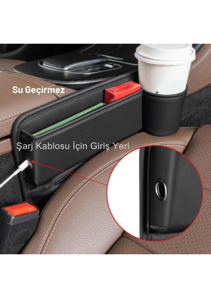 Suni Deri Araç Koltuk Yanı Organizatör Araç Bardak Tutucu Araç Telefon Cüzdan Kutusu Bardaklık