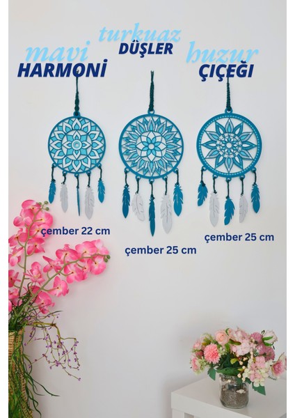 3'lü Set Turkuaz Mdf Ahşap Düş Kapanı Koridor ve Oda Dekorasyonu Için Harika Bir Seçimdir