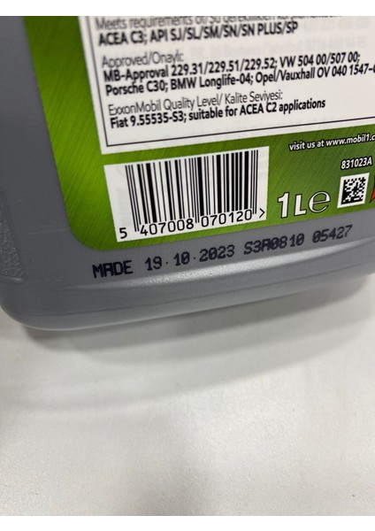 Esp 5W-30 1 Lt Motor Yağı (Üretim Yılı: 2023)