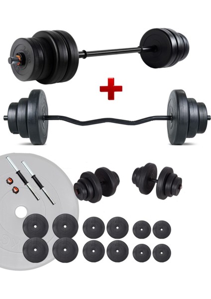 Tekno Trust Spor 78 kg Z Bar Halter Seti ve Dambıl Seti Ağırlık Fitness Seti