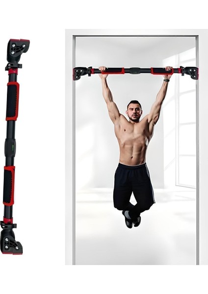 Tekno Trust Yeni Nesil 60-100 cm Kaymaz Ayarlanabilir Yatay Bar Kapı Spor Salonu Bar Çekme Çubuğu