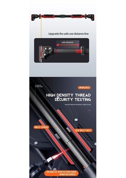 Tekno Trust Yeni Nesil 60-100 cm Kaymaz Ayarlanabilir Yatay Bar Kapı Spor Salonu Bar Çekme Çubuğu