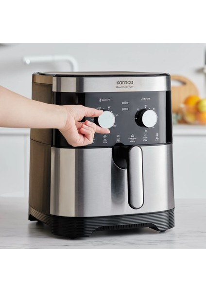 Xxl 9 Litre Geniş Hacimli 8 Kişilik Premium Airfryer | Zamanlayıcı | Kolay Temizleme | Inox Gövde | Onerous Hassas Tartı Hediye