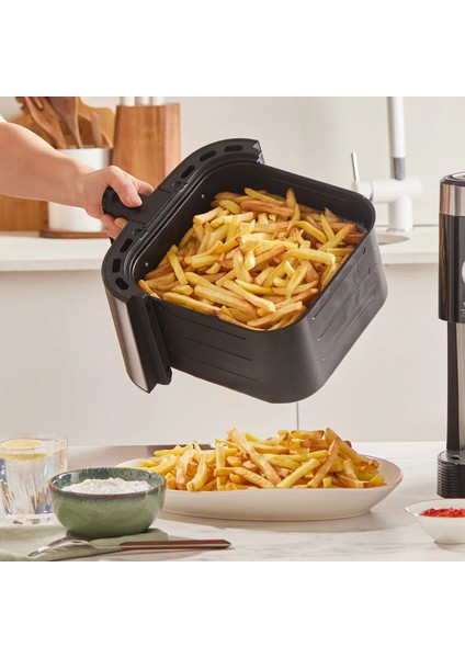 Xxl 9 Litre Geniş Hacimli 8 Kişilik Premium Airfryer | Zamanlayıcı | Kolay Temizleme | Inox Gövde | Onerous Hassas Tartı Hediye