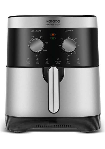 Xxl 9 Litre Geniş Hacimli 8 Kişilik Premium Airfryer | Zamanlayıcı | Kolay Temizleme | Inox Gövde | Onerous Hassas Tartı Hediye