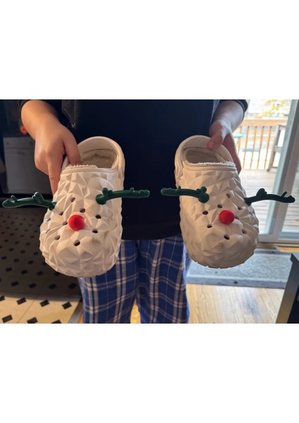 2'li Yılbaşı 'christmas' Ren Geyiği Şeklinde Terlik Süsü