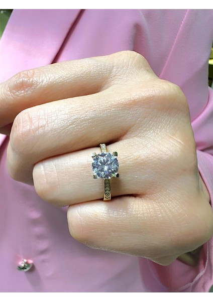 1.50 Carat Zirkon Tektaş 14 Ayar Altın Yüzük
