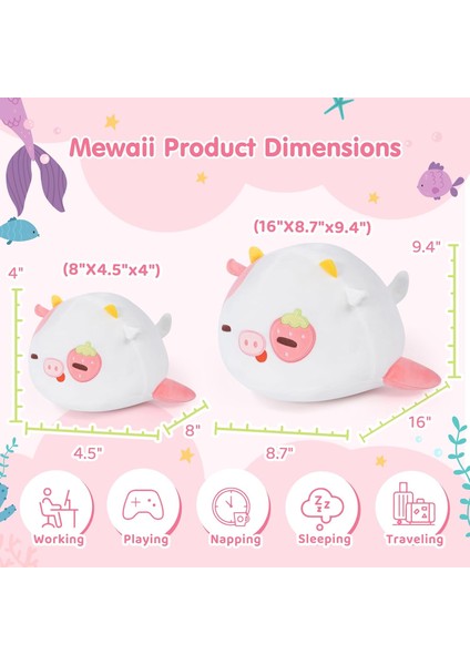 Sevimli Balina Peluş Yastık Kawaii Çilek Inek Doldurulmuş Oyuncak Yumuşak Peluş Atmak Yastık Çocuklar ve Kızlar Için Yumuşak Doğum Günü Peluş Hediye (20.32CM) (Yurt Dışından)