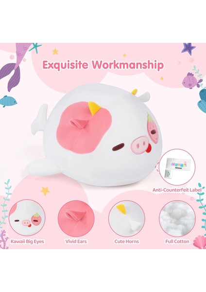 Sevimli Balina Peluş Yastık Kawaii Çilek Inek Doldurulmuş Oyuncak Yumuşak Peluş Atmak Yastık Çocuklar ve Kızlar Için Yumuşak Doğum Günü Peluş Hediye (20.32CM) (Yurt Dışından)