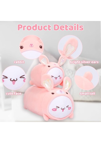 Sevimli Kedi Tavşan Peluş Yastık 20.32 cm Yavru Tavşan Dolması Hayvan Yumuşak Kawaii Kedi Peluş Oyuncak Tavşan Kostüm Oyuncak Çocuklar Hediye (Yurt Dışından)