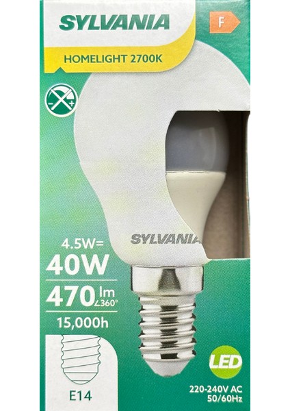 4.5W (40W) 2700K (Sarı Işık) E14 Duylu LED Top Ampul