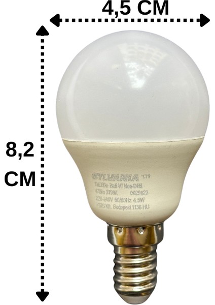 4.5W (40W) 2700K (Sarı Işık) E14 Duylu LED Top Ampul