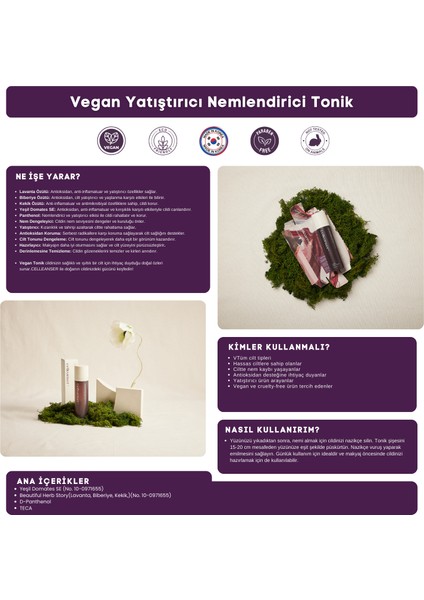 Nemlendirici, Besleyici, Antioksidan, Akne ve Gözenek Karşıtı Vegan Tonik modelleri