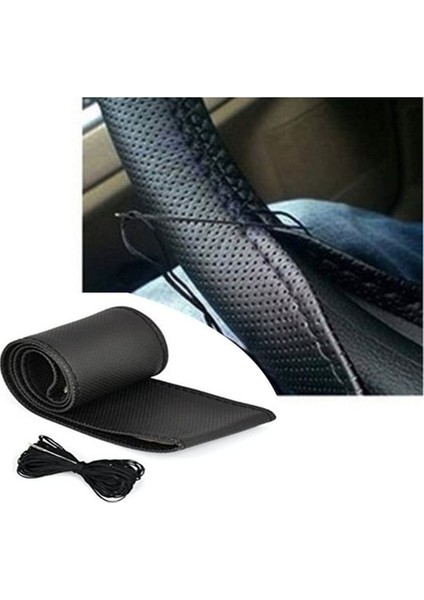 Peugeot 207 Outdoor 2013 Direksiyon Uyumlu Koruyucu Dikme Kılıf Terletmez Suni Deri Siyah