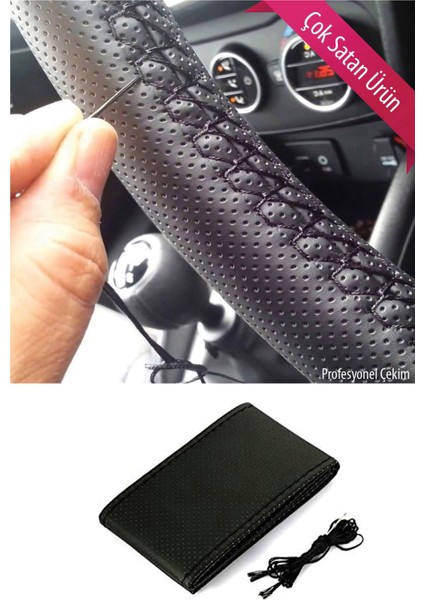 Peugeot 207 Outdoor 2013 Direksiyon Uyumlu Koruyucu Dikme Kılıf Terletmez Suni Deri Siyah