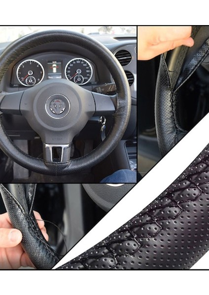 Peugeot 207 Outdoor 2013 Direksiyon Uyumlu Koruyucu Dikme Kılıf Terletmez Suni Deri Siyah