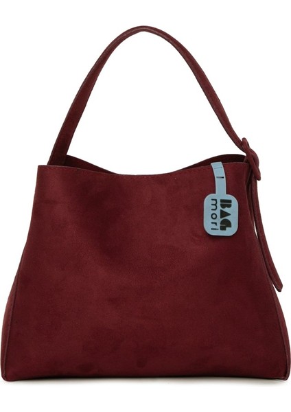 Bordo Mini Kemerli Süet Çanta