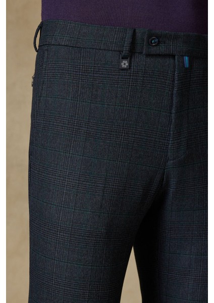 Lacivert Ekose Kumaş Pantolon 805-1 40 indirimleri