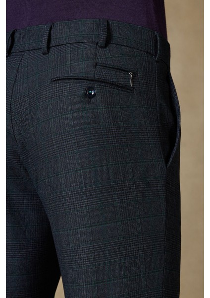 Lacivert Ekose Kumaş Pantolon 805-1 48 fırsatları