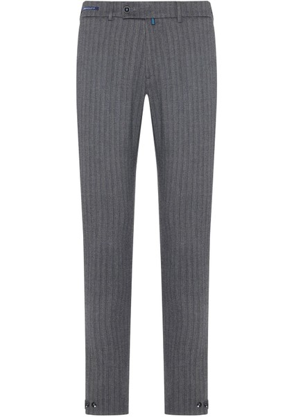 Gri Çizgili Balık Sırtı Pantolon 855-1 46