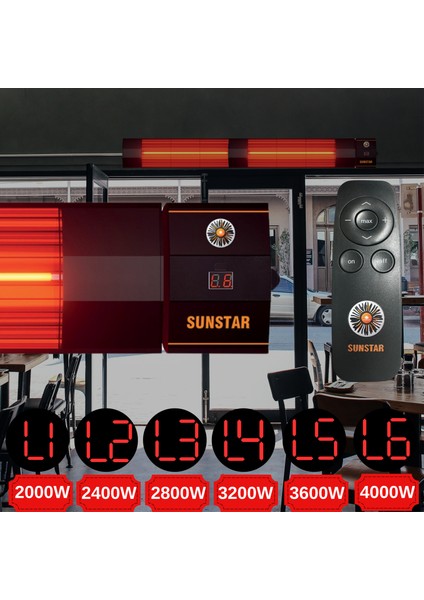 Dış Mekan Halojen Soba Infrared Isıtıcı 4000W Kumandalı