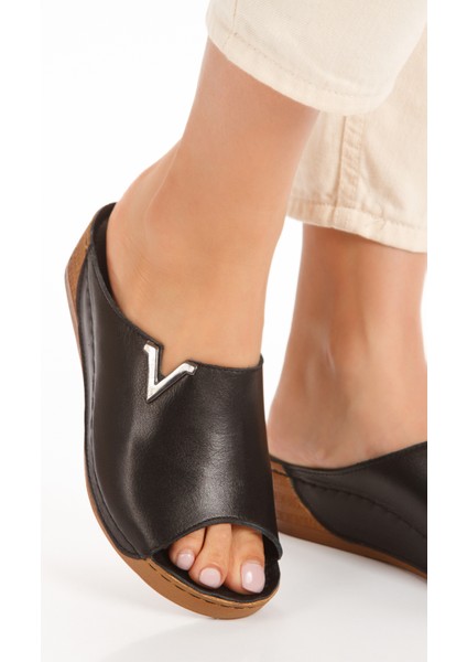 Iç Dış Deri Dolgu Taban Ortopedik Kadın Terlik modelleri