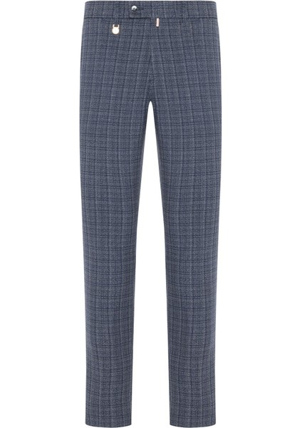 Gri Lacivert Ekoseli Pantolon 690-1 42