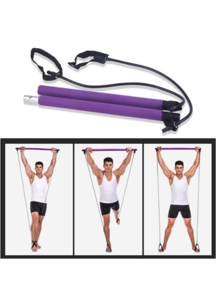 Tekno Trust Portable Studio Pilates Jimnastik Egzersiz Çubuğu Siyah Kondisyon Barı Aleti Direnç Lastiği fiyatları